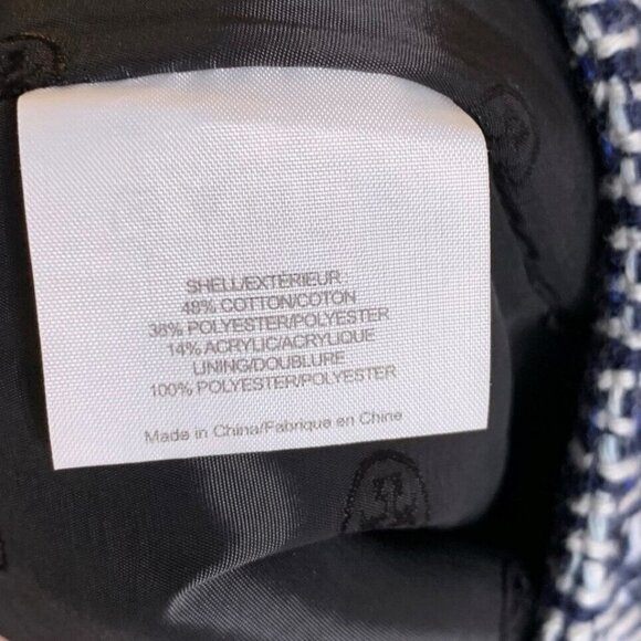 TORY BURCH Darren Navy Blue and White Cotton Tweed Pencil Skirt Size 2 - Picture 6 of 6